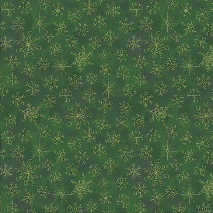 Jolly Collage Snowfall Emerald fabric