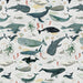 Deep Blue Creatures of the Sea Foam fabric