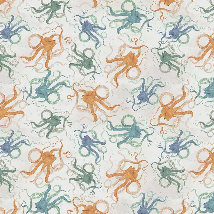 Deep Blue Octopodes Foam fabric