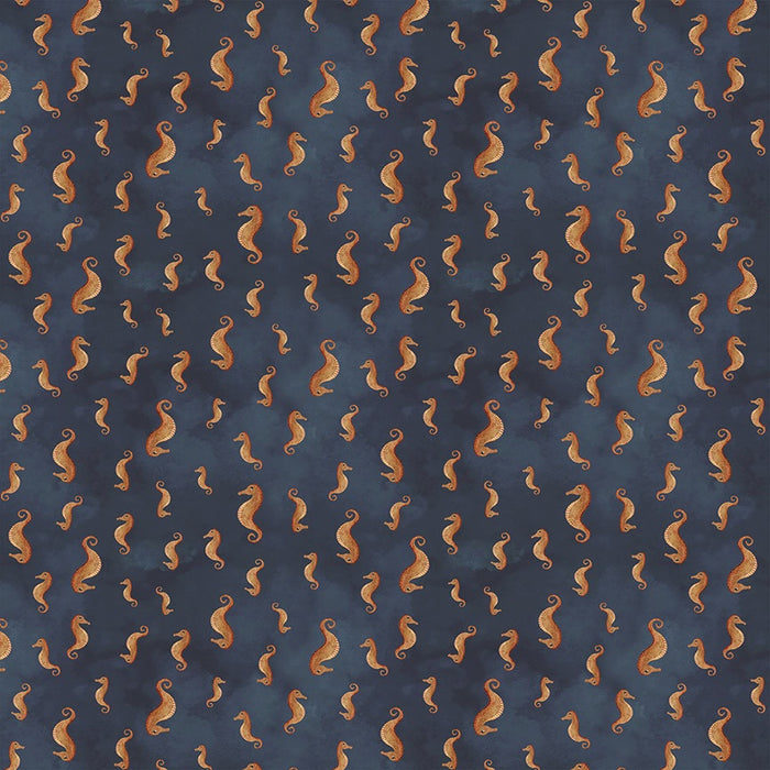 Deep Blue Seahorses Deep Blue fabric