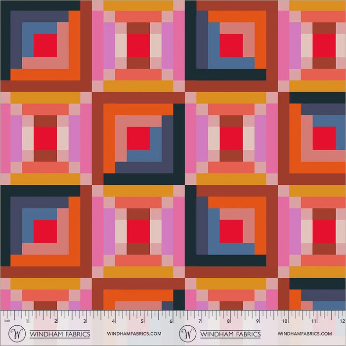 Happy Place Log Cabin Sunset Cotton fabric