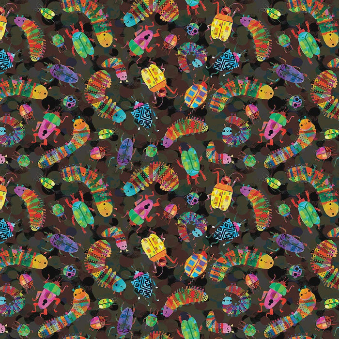Animal Kingdom Insect Collection Soft Black Cotton fabric