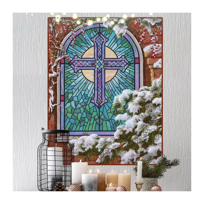 Christmas Church Window Embroidery Design