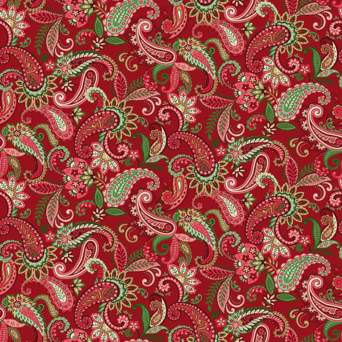 Holiday Feather & Flourish Paisley Red fabric | 9264-88 Red
