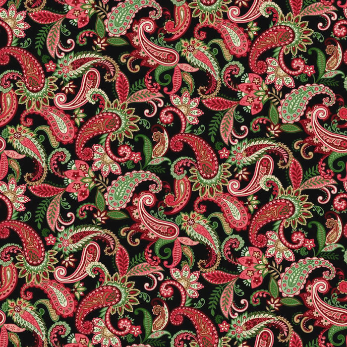 Holiday Feather & Flourish Paisley Black fabric | 9264-99 Black