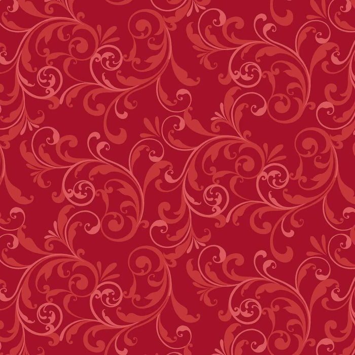 Holiday Feather & Flourish Scroll Red fabric | 9266-88 Red