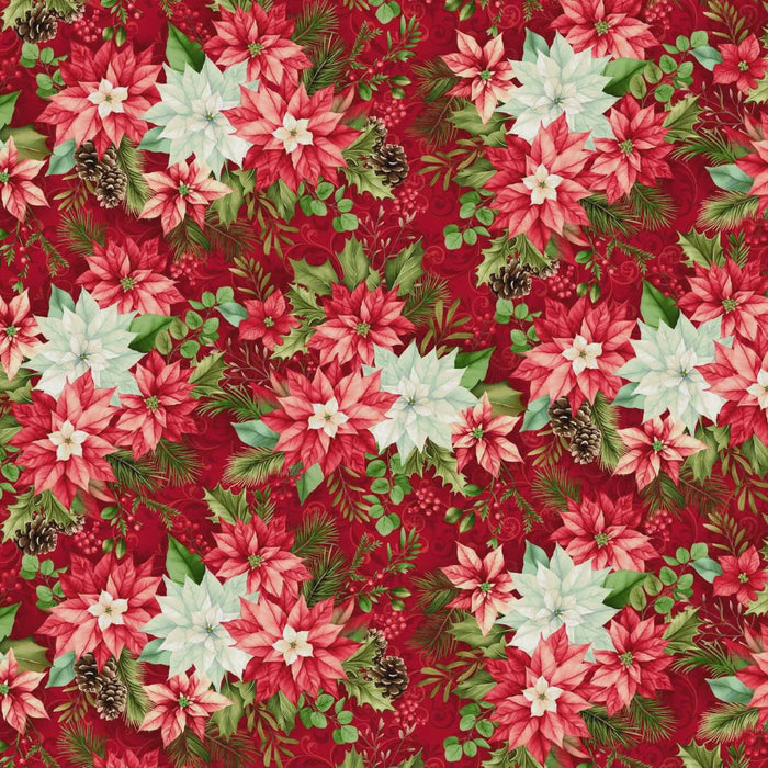 Holiday Feather & Flourish Winter Blooms Red fabric | 9267-88 Red