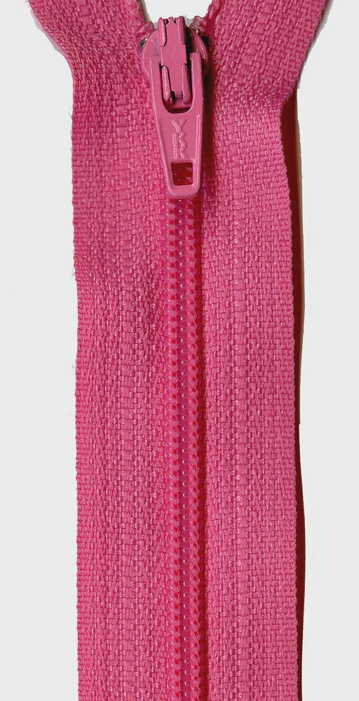 Pink zipper on a white background