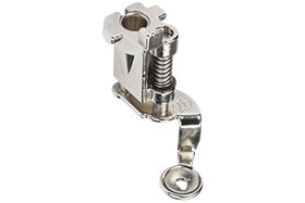 BERNINA #26 drop-shaped embroidery presser foot made of metal, typically used for darning fine fabrics.