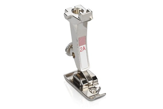 Bernina #2A Overlock Presser Foot designed for creating serged seams and neatened edges on elastic and stretch materials.
