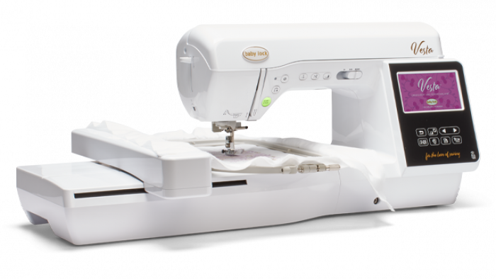 Baby Lock Vesta Sewing & Embroidery Machine from another angle making a design