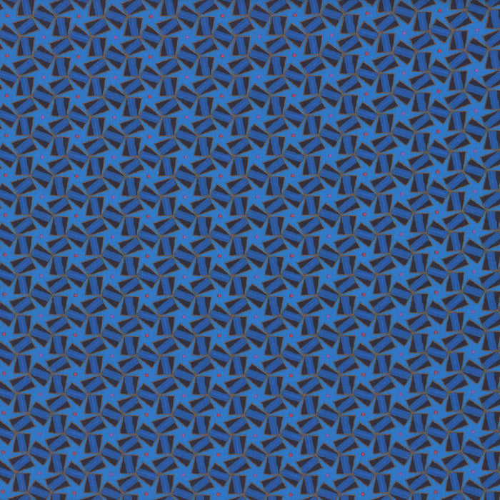 Basilico Marine fabric from the Murano collection by Odile Bailloeul, featuring vibrant blue tones and intricate patterns inspired by Venetian Murano glass.