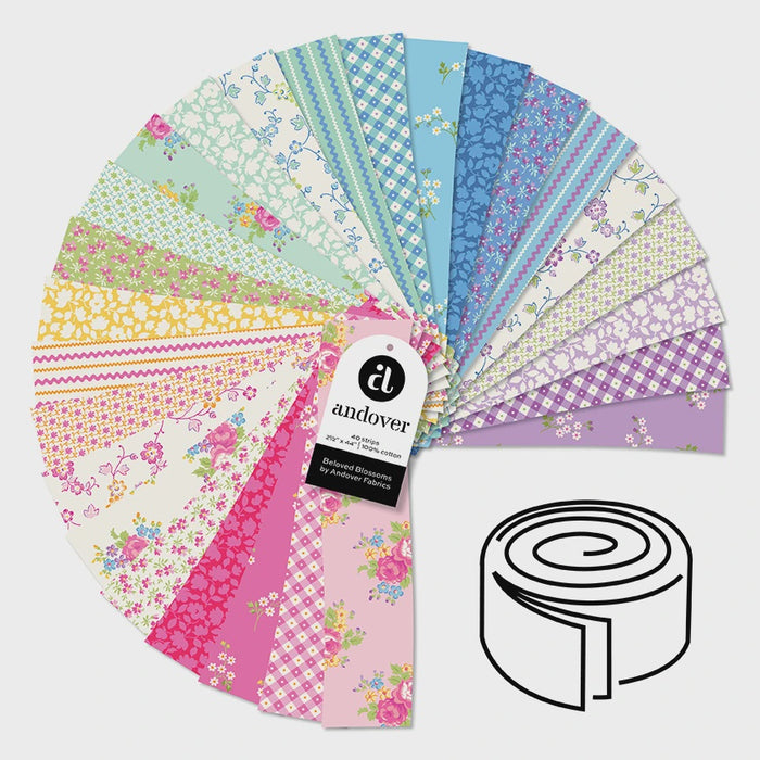 Beloved Blossoms - 2.5 Inch Strip Roll - 40 Cuts Each