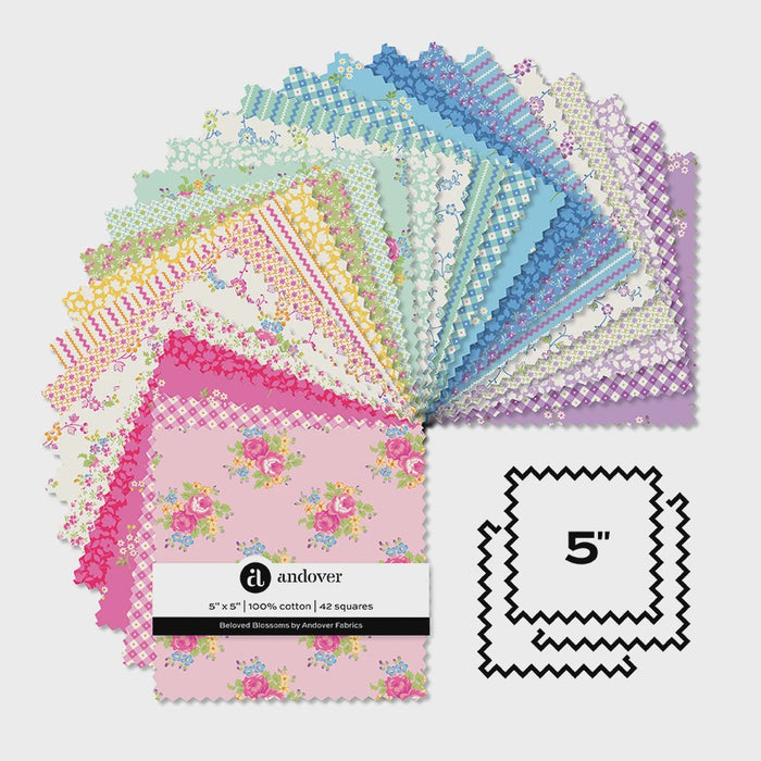 Beloved Blossoms - 5 Inch Square - 42 Cuts Each