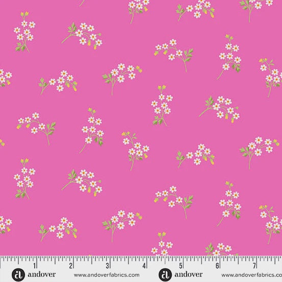 Beloved Blossoms by Andover Fabrics Daisy Spray Hot Pink fabric