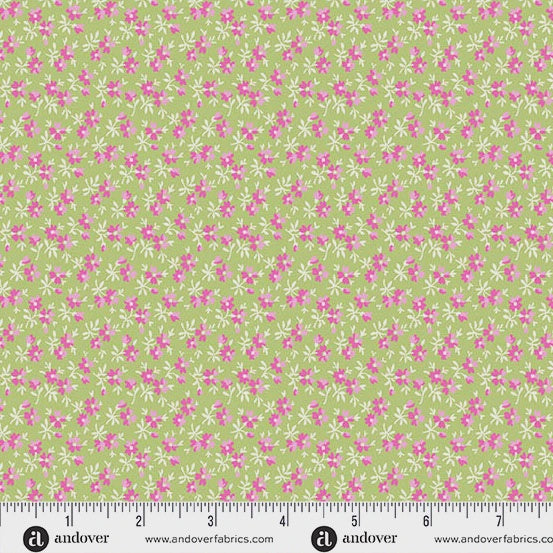 Beloved Blossoms by Andover Fabrics Meadow Grass fabric