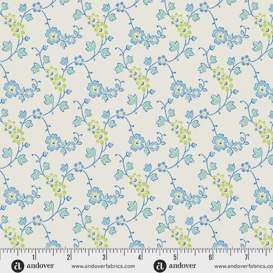 Beloved Blossoms by Andover Fabrics Meander Sky fabric