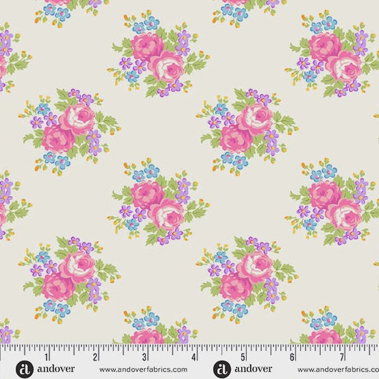 Beloved Blossoms by Andover Fabrics Sweet Blooms Ivory fabric