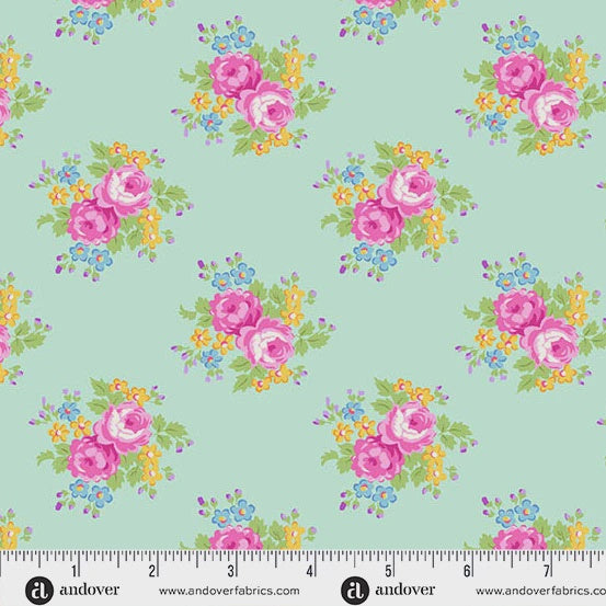 Beloved Blossoms by Andover Fabrics Sweet Blooms Mint fabric