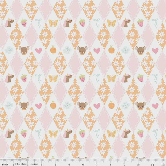 Little Posies Diamonds Orange fabric