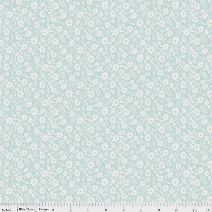Little Posies Floral Aqua fabric