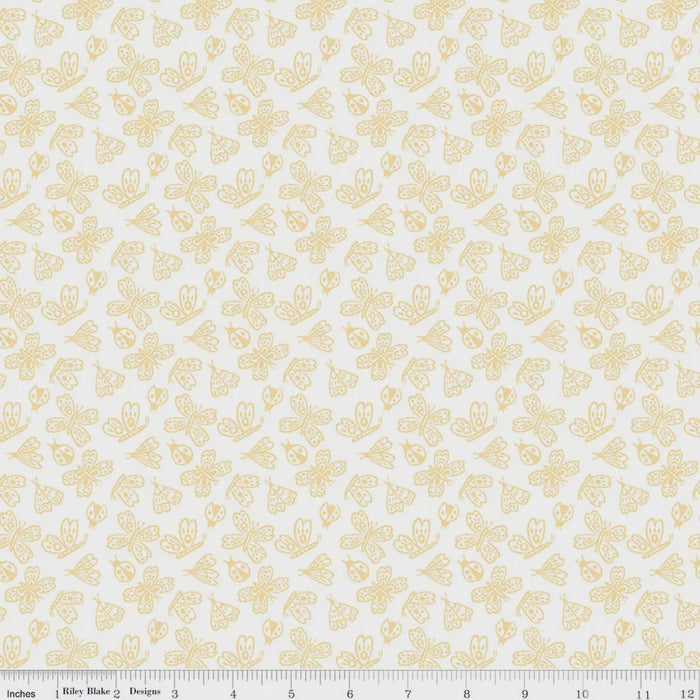 Little Posies Butterflies White fabric