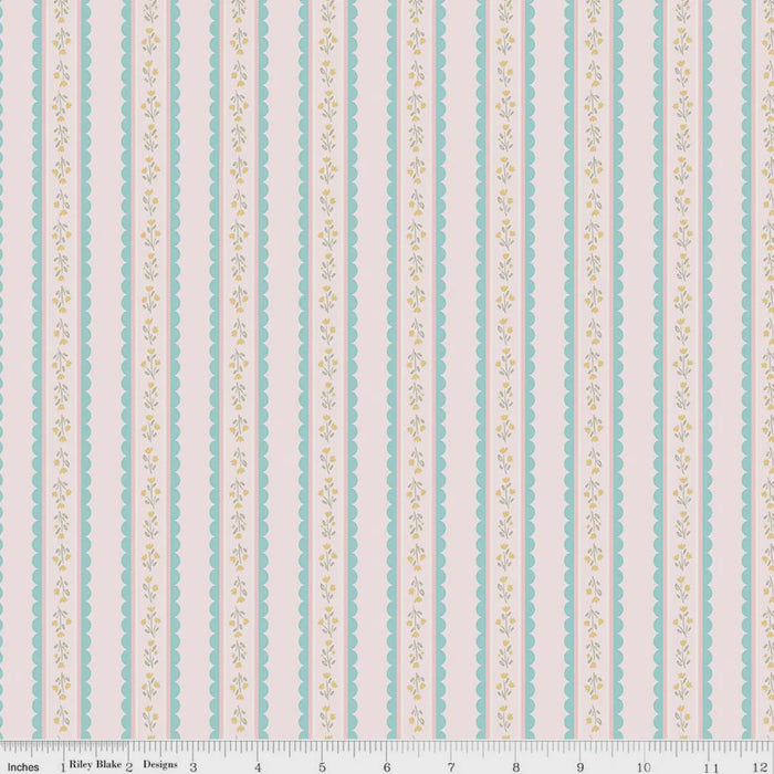 Little Posies Stripes Pink fabric