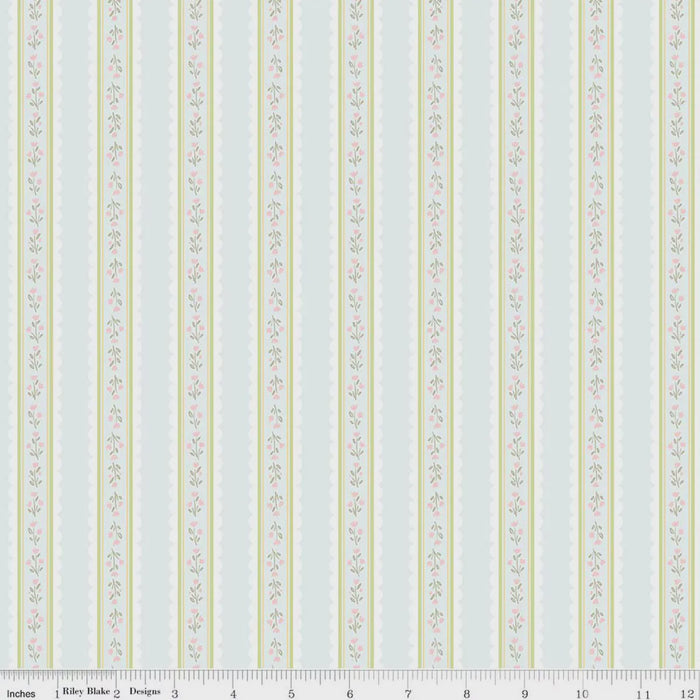 Little Posies Stripes Powder fabric