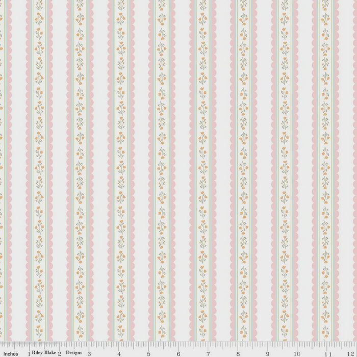 Little Posies Stripes White fabric