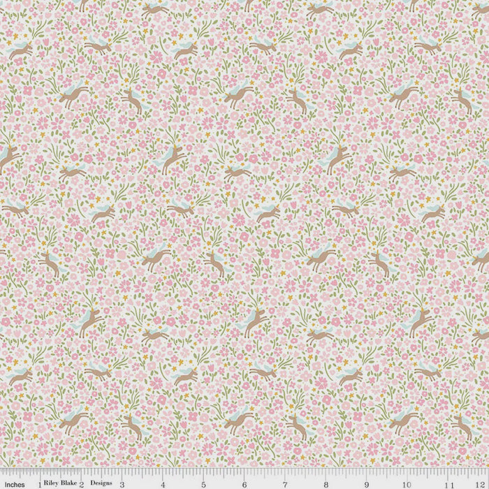 Little Posies Unicorns Pink fabric