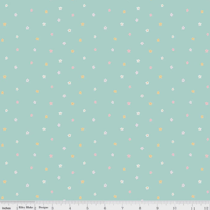 Little Posies Ditsy Teal fabric