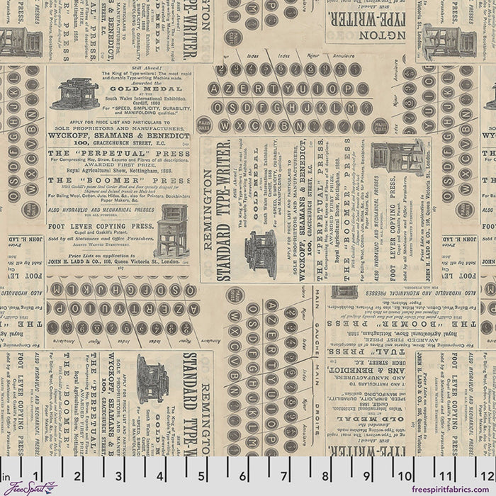 Neutral Typewriter Canvas in Neutral - Palette Canvas Cloth by Tim Holtz | FreeSpirit Fabrics