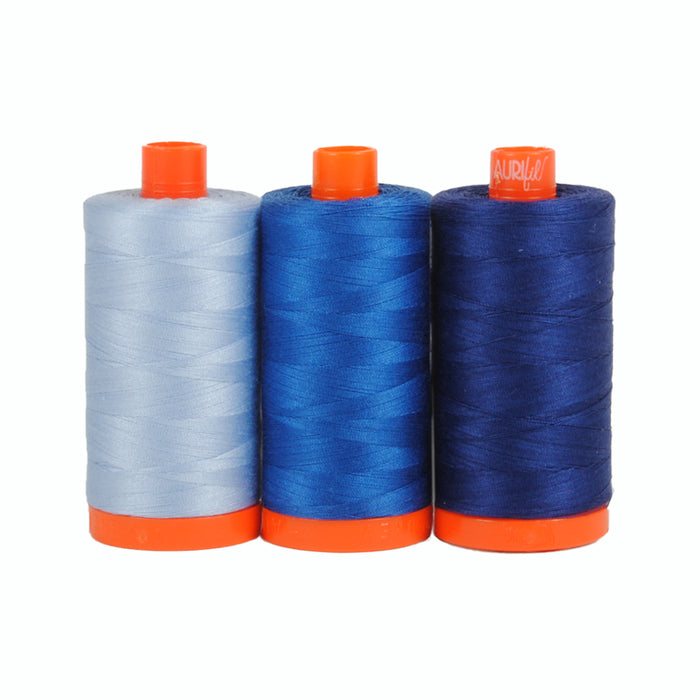 Como Blue by Aurifil Color Builder 50 wt 2770 - 2735 - 2784