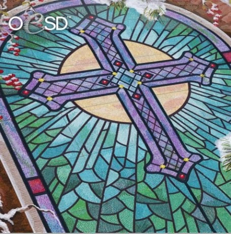 Christmas Church Window Embroidery Design