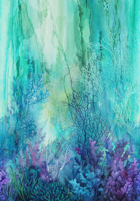 Coral Reef Ombre Turquoise Multi quilting cotton fabric | Northcott