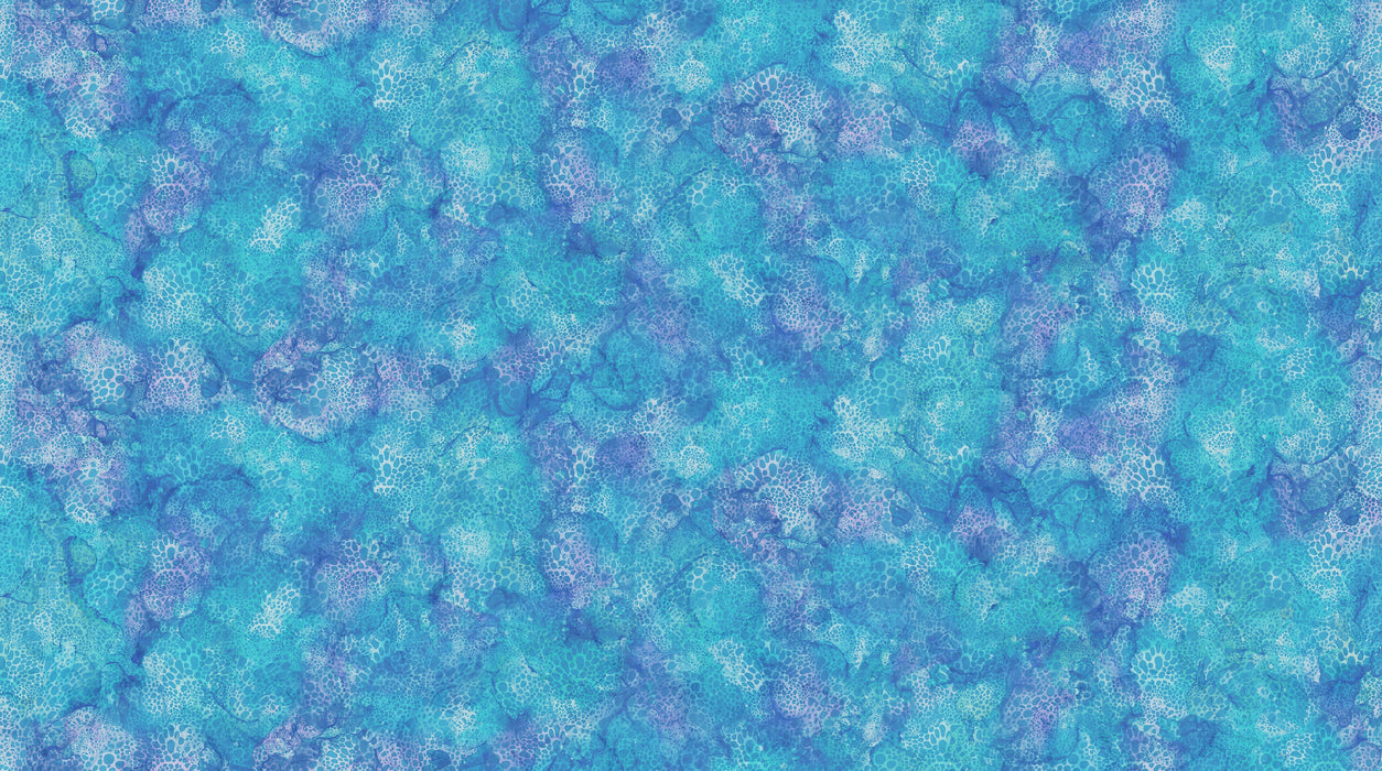 Coral Reef Bubbles Blue quilting cotton fabric | Northcott