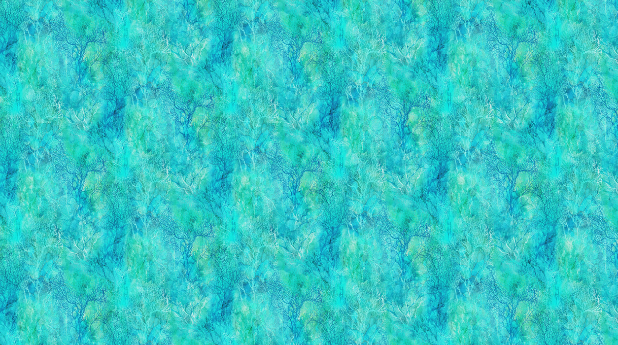 Coral Reef Coral Texture Turquoise Multi quilting cotton fabric | Northcott