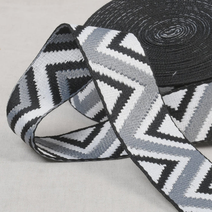 Ethnic Webbing 38mm Black White Grey #S1132F38-31