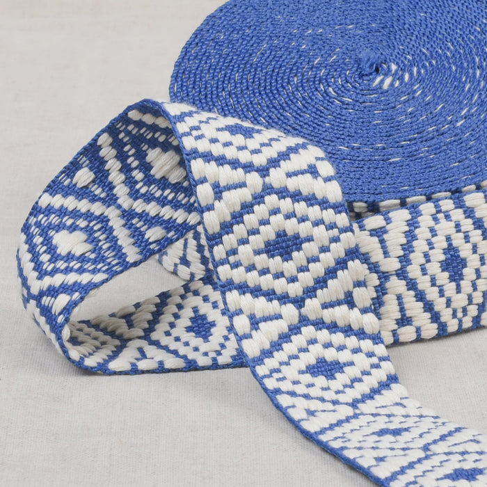 Ethnic Webbing 38mm Blue White #S1132F38-123