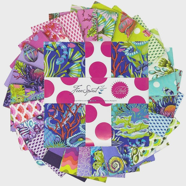 Floral Reef Floral Reef 10" Charm Pack precut quilting cotton fabric by Tula Pink for FreeSpirit Fabrics