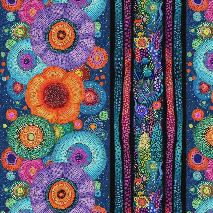 Jubilant Bright Floral 11" Stripes fabric