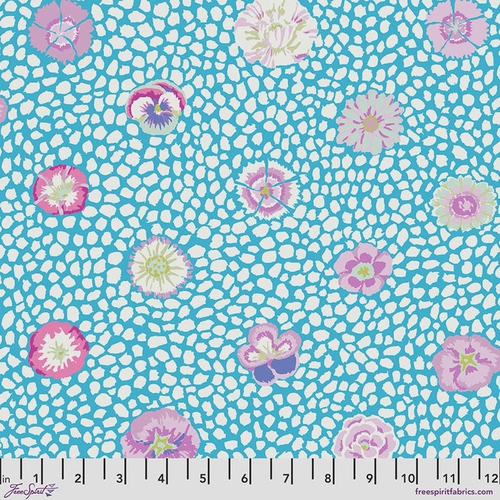 Guinea Flower Turquoise fabric | Kaffe Collective Classics