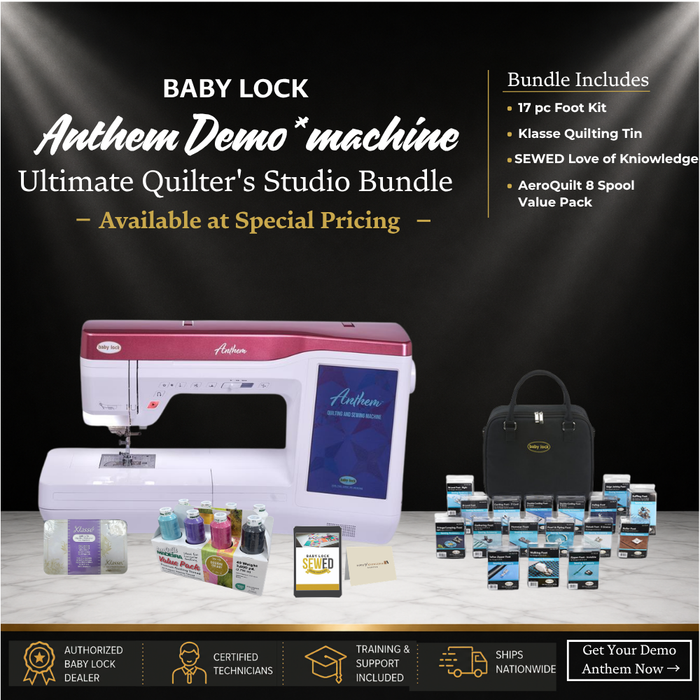 Baby Lock Anthem Quilting & Sewing Demo* Machine — Ultimate Quilter's Studio Bundle