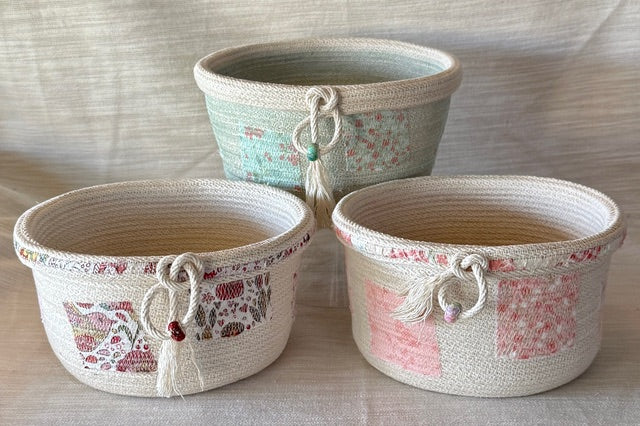 Patchwork Rope Bowl with Quilted Base and Rolled Rim - Sarasota - April 16