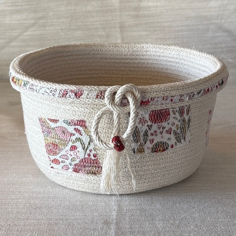 Patchwork Rope Bowl with Quilted Base and Rolled Rim - Sarasota - Sept 29