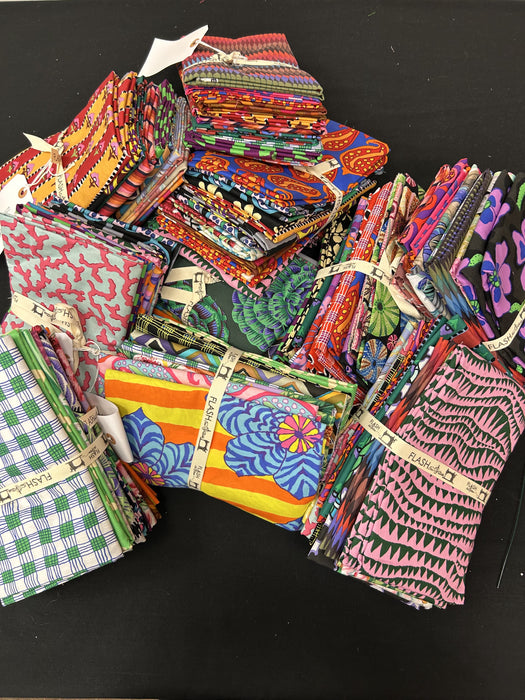 Hand-curated 10-yard Kaffe Fassett Collective fabric bundle — ten 1-yard cuts of cotton prints, hand-picked by Bridget & the Flash Sew & Quilt team.

