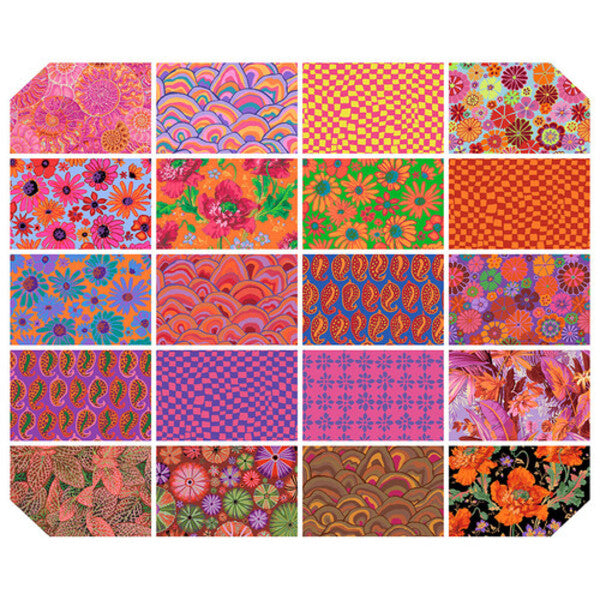 Kaffe Fassett Hot 2.5" Strip Roll 40pcs -  August 2024