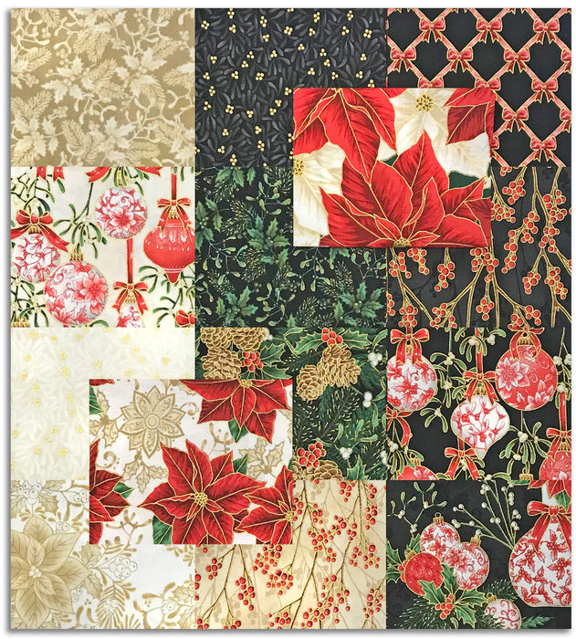 Robert Kaufman Holiday Flourish Festive Finery Black and Cream Colorstory Fat Quarter Bundle  FQ-2143-14