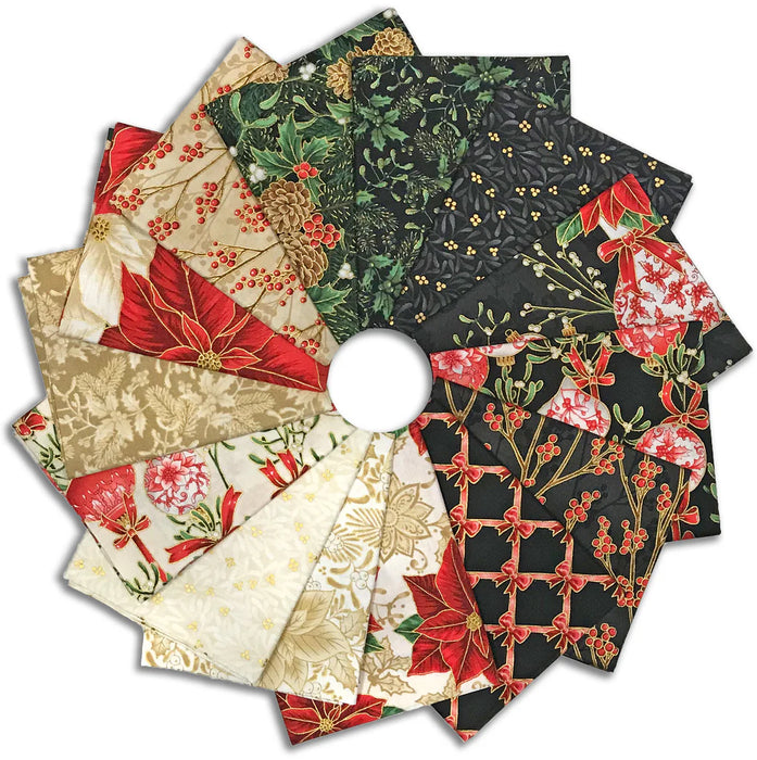Robert Kaufman Holiday Flourish Festive Finery Black and Cream Colorstory Fat Quarter Bundle  FQ-2143-14