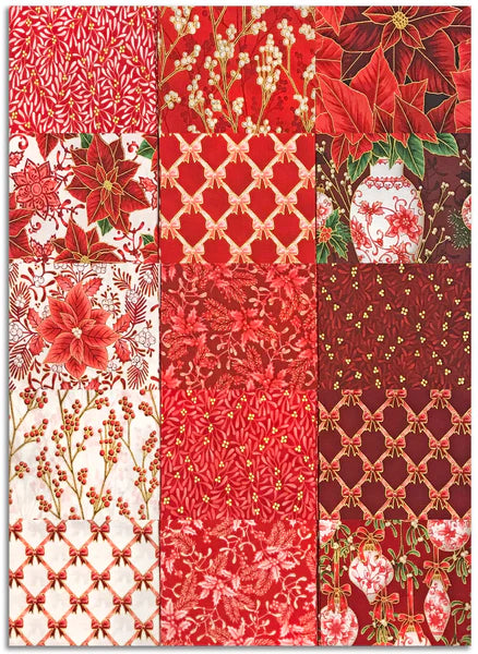 Robert Kaufman Holiday Flourish Festive Finery Candy Cane Colorstory Fat Quarter Bundle  FQ-2140-15